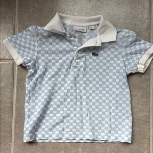 Lacoste Blue and White Polo Shirt Casual Checkered Design